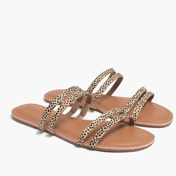 J. Crew Seaside Slide calf hair leopard print strappy sandal women’s shoe size 9 - Picture 1 of 6